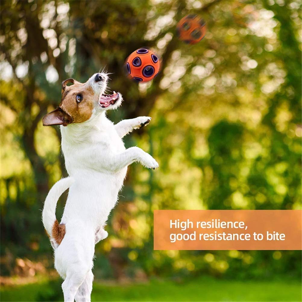 MU Gile Bounce Food Dispenser Palla per Cani Chew Masticare in Gomma Cassaforte Cassaforte Pet Interactive Pet Toys Bell Giochi Denti Pulizia,Arancia