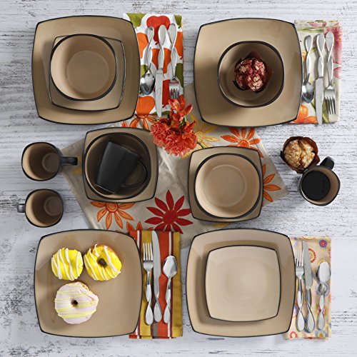 Gibson Soho Lounge Dinnerware set, Square, Taupe