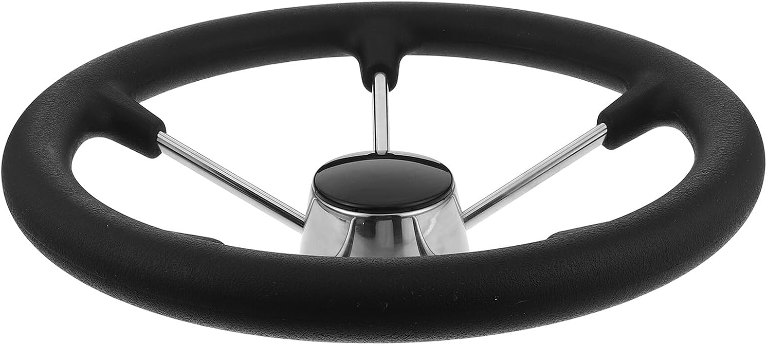 Marine 13.5 Inch Stainless Steel Boat Steering Wheel for Yacht and Rv, Marine Grade Steering Wheel without Handle, Bass and Pontoon Boat Replacement Accessory