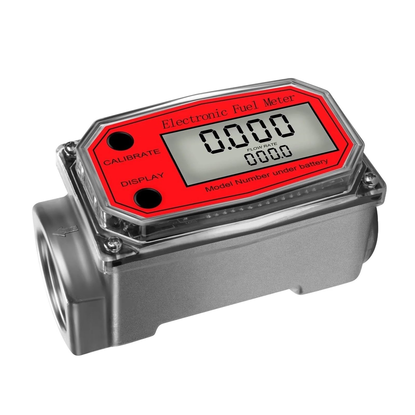 CIRONI Medidor de Flujo de turbina Digital de aleación de Aluminio, medidor de Flujo de Combustible electrónico LCD Medidor de Flujo NPT Contador de Agua (Size : 2Pcs Red Flowmeter)