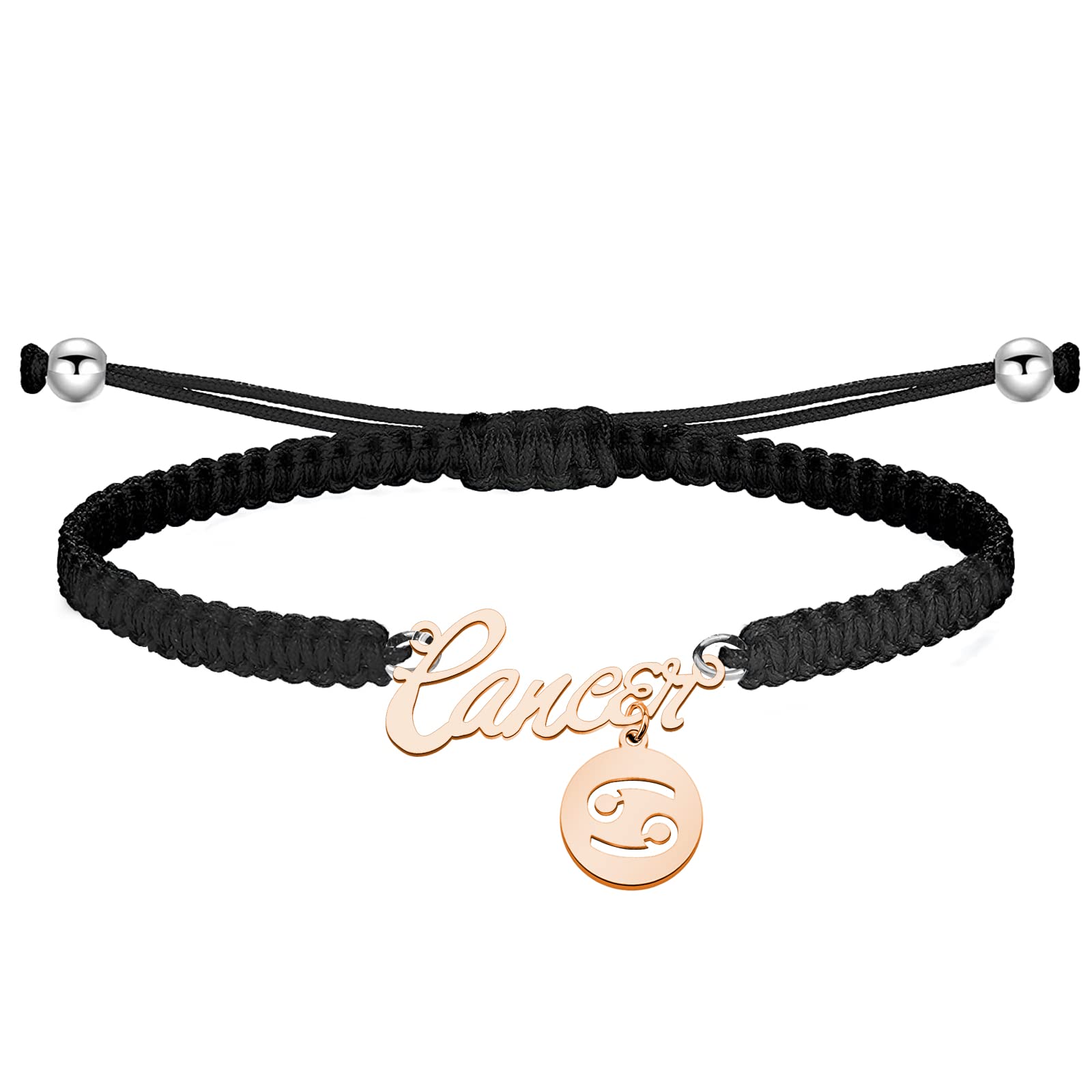 MYSOMYAquarius Macrame Bracelet Rose Gold Zodiac Sign Braided Bracelet Aquarius Jewelry Constellation Gifts Zodiac Gifts