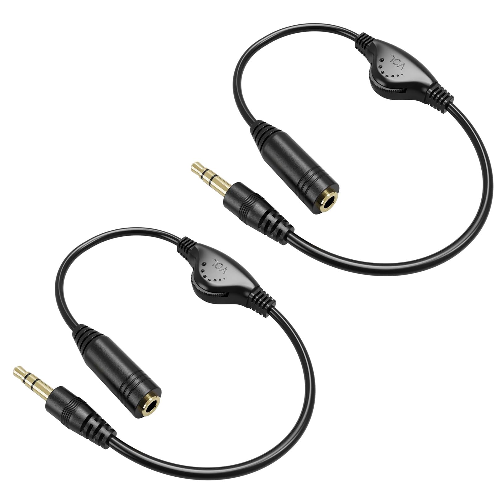GERUI 2 sztuki przedłużaczy audio stereo, 3,5 mm wtyczka klinkowa, regulator głośności, z regulatorem, do słuchawek, PC, komputera, smartfona, tabletu, głośników