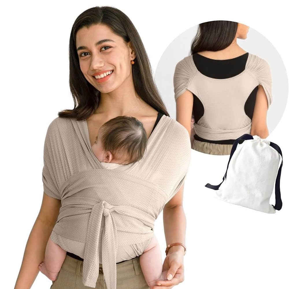 AputueBaby Wrap Carrier for Newborn, Lightweight and Compact Baby Wearing Carrier, L Size Suitable for Children Aged 0-3 Years Old Under 15kg, Moisture Wicking and Breathable Infant Sling