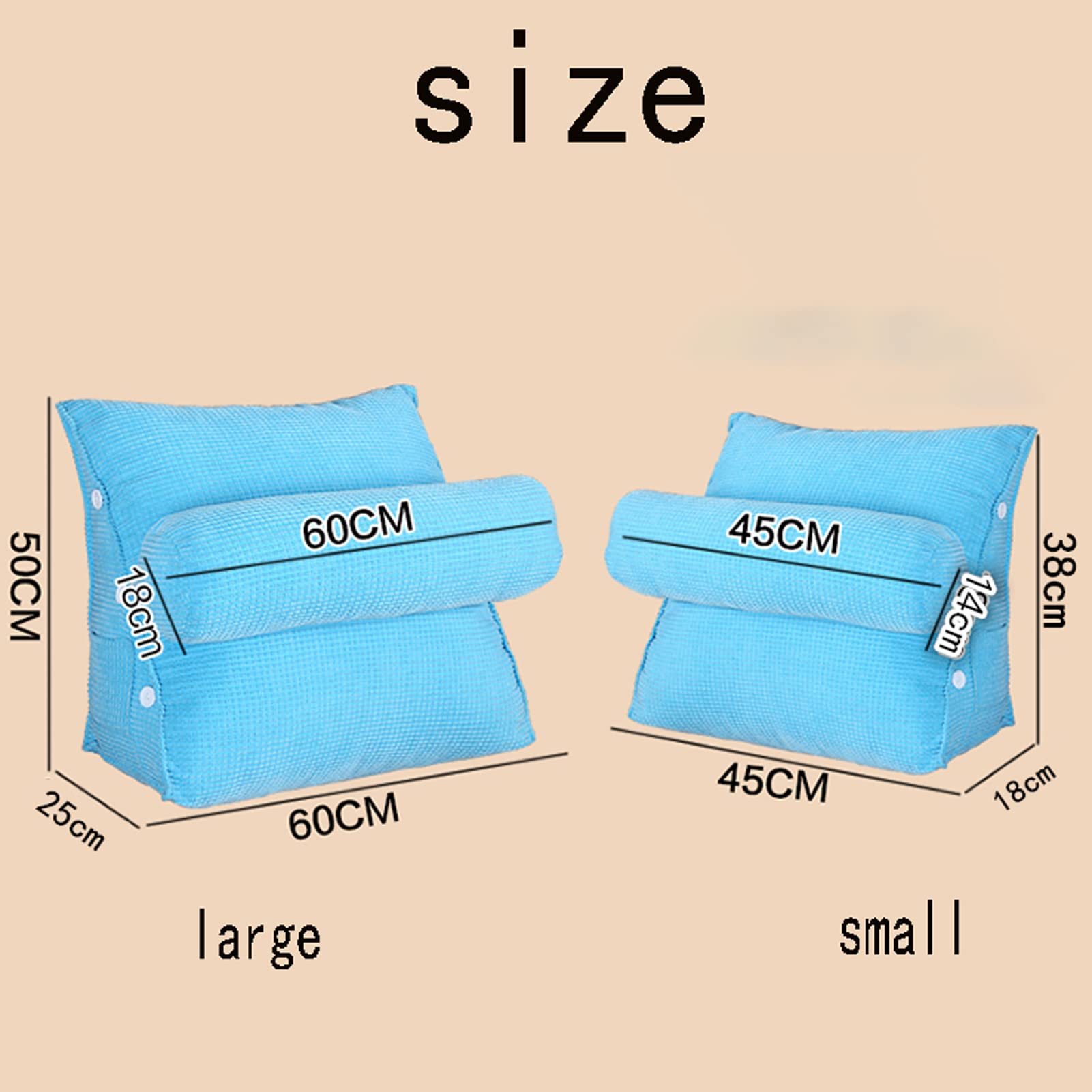 Almohada de lectura y TV, almohada de apoyo para la espalda, almohada de apoyo lumbar, almohadas de cuña grandes, cojines para cabecera de cama para leer, respaldo con funda extraíble 45 * 38 * 18 cm