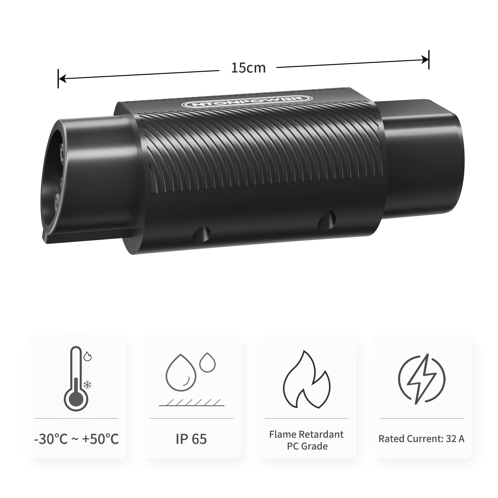 NTONPOWER Adaptador EV Tipo 2 a Tipo 1 Adaptador de estación de Carga para vehículo eléctrico Cable de Carga Coche eléctrico IEC 62196 a SAE J1772