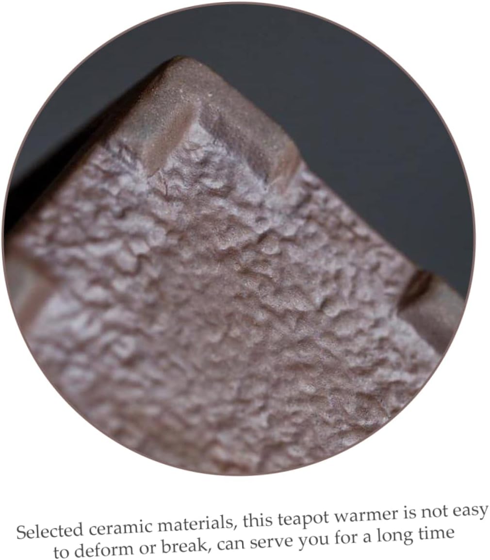 Cabilock Ceramic Tea Warmer Gold Trim Home Mini Tea Stove Retro Design for Home and Office Use