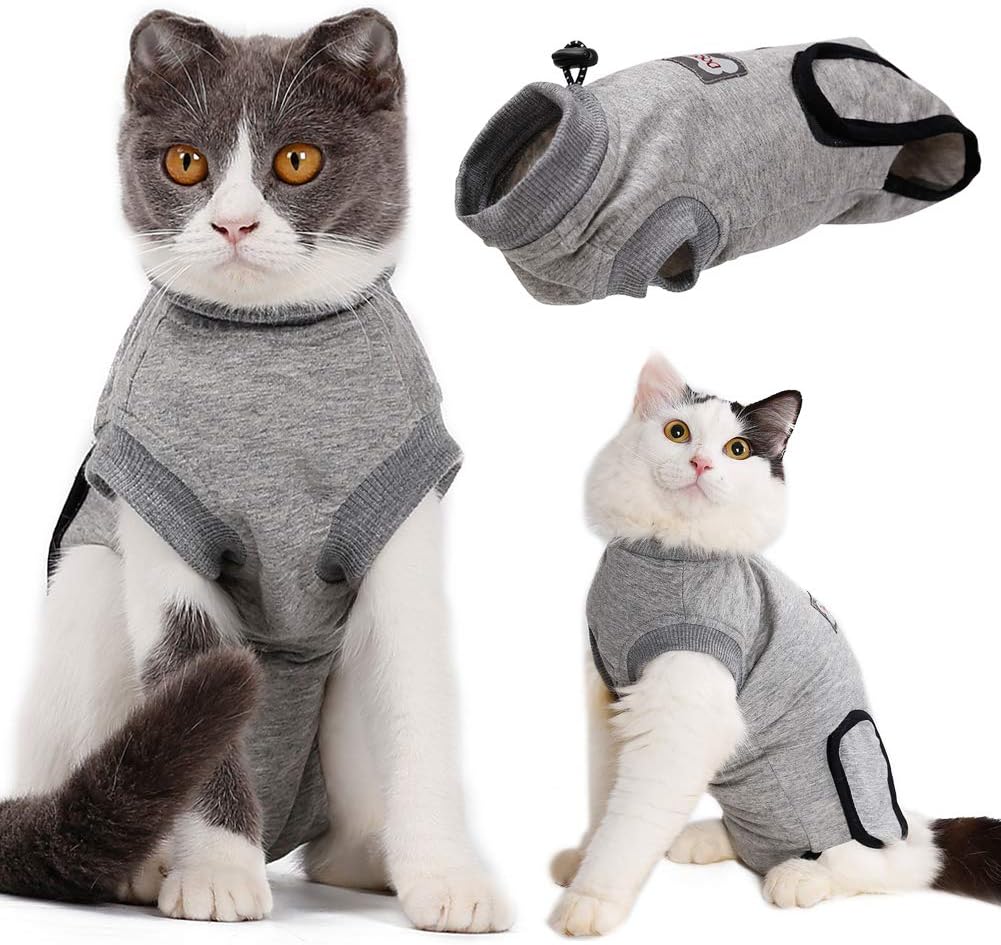 EMUST Cat Recovery Suit, Professional Recovery Suit for Cats for Abdominal Wounds and Skin Diseases,Breathable E-Collar Alternative for Cats Pet Kitten, Cat Onesie After Surgery Wear Anti-Licking, XXS