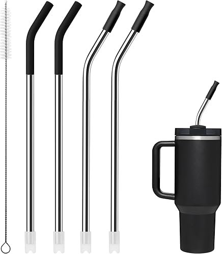 Soledea Popote reutilizable de acero inoxidable de 40 onzas con puntas de silicona, combina perfectamente con el color de la copa Stanley de 40