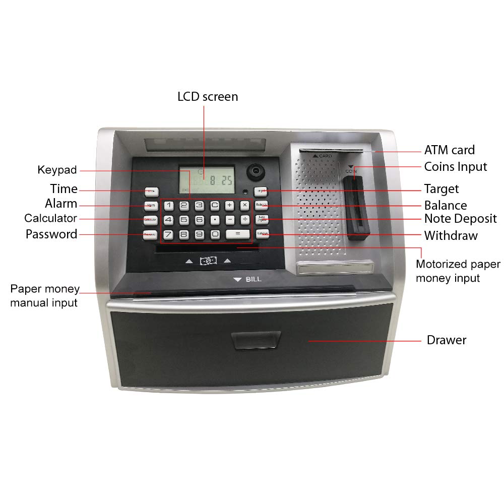 Toy Talking ATM Bank ATM Machine Ahorro Hucha para niños con puertos USB extendidos para accesorios (lámpara caliente) 3