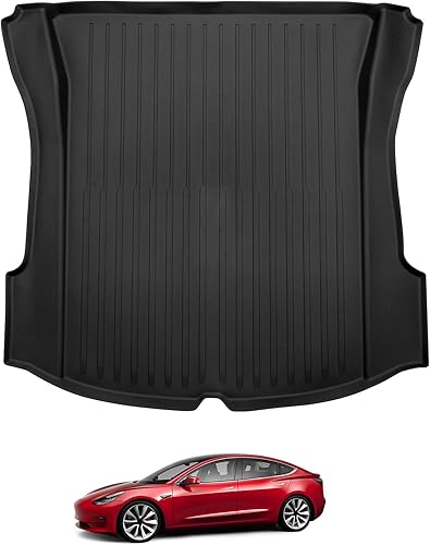 BASENOR Tesla Model 3 - Tapete de carga TPE para maletero, tapete trasero para todo tipo de clima, antideslizante, impermeable, para maletero 2021