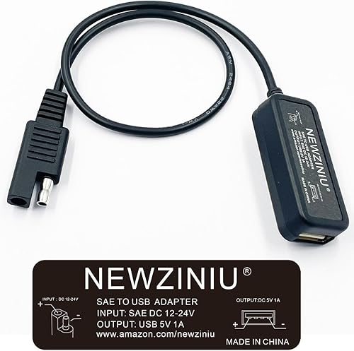 Miniatura 6 de Adaptador SAE a USB, cable adaptador de CC a USB, cargador de 12 V a 5 V, puerto de 1.5 A para automóviles, motocicletas, teléfonos móviles,