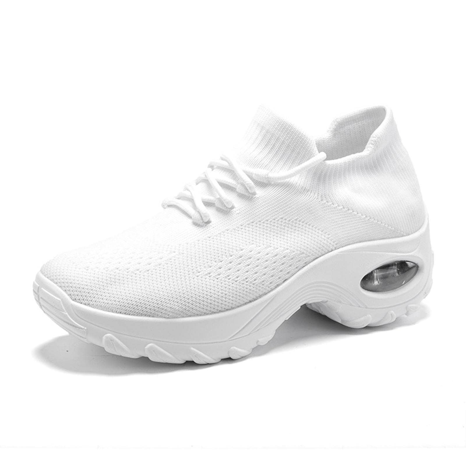 Scarpe da ginnastica di grandi dimensioni Scarpe da donna leggere scarpe di sollevamento di un piede elastico volante calze tessute scarpe casual madre a dondolo