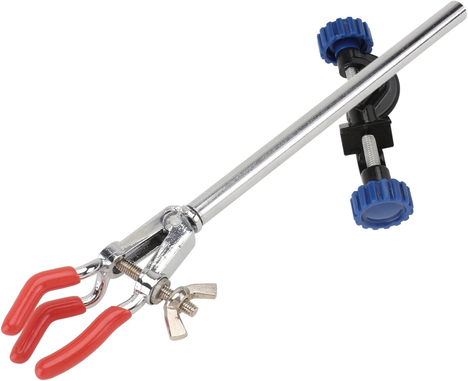 3-claw Flask Clamp and Adjustable Aluminum Cross Clamp Set Small Laboratory Beaker Clip with Dual Directional Two-prong Holder for Scientific Glassware