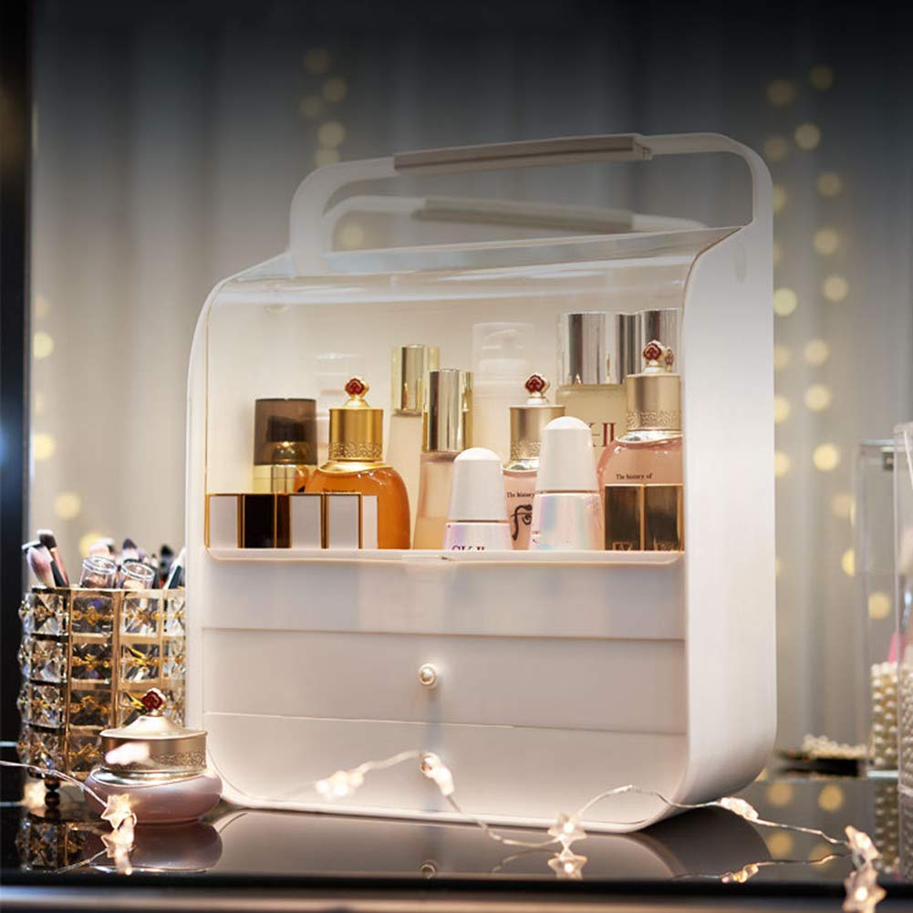 Caja Organizador Maquillaje, Joyería Y El Soporte De Exhibición Cosmético, Componen La Caja De Almacenaje, Amigos Saludable, White