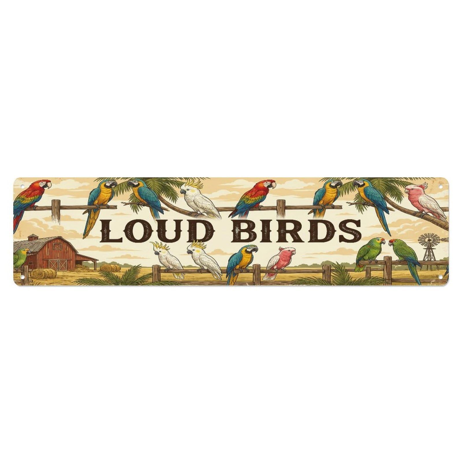 Xanthor Style Metal Tin Sign Vintage Yard Squawk Bird Farmhouse Funny Bird Backyard Farm