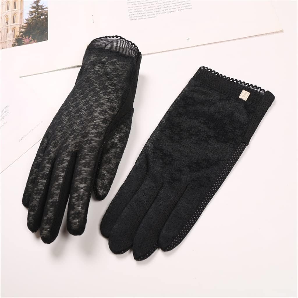 Lace Ice Silk Thin Section Driving Riding Socks Women's Short Gloves for Shade Season(C)