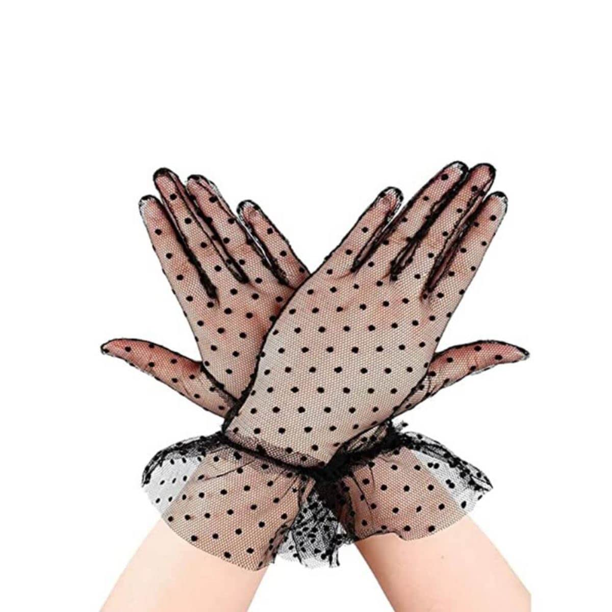 Ro Rox Polka Dot Delicate Mesh Vintage Retro Wrist Gloves
