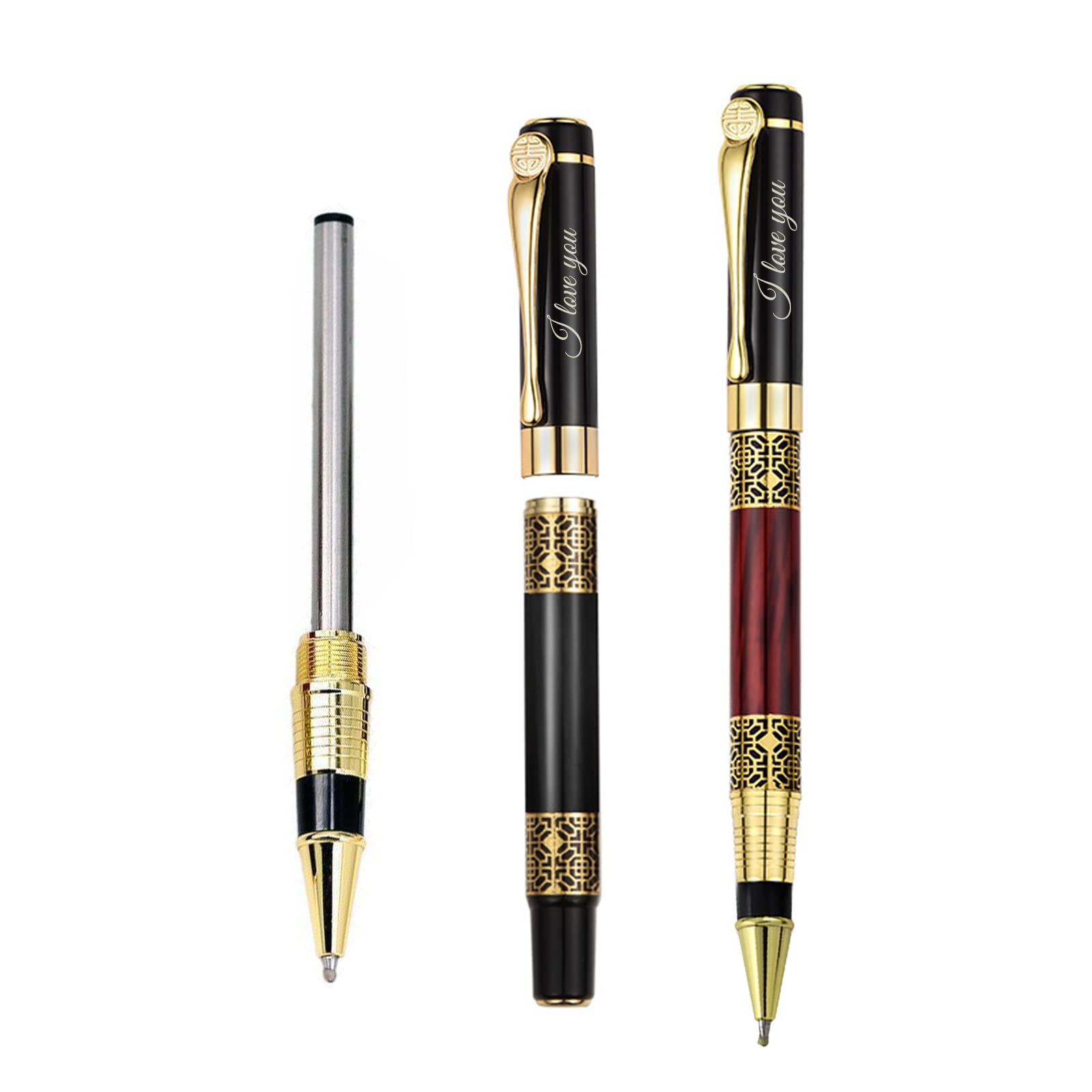 Personalisiertes Geschenk Schwarzes Schreibset, individuell mit Text, perfekt für Studenten/Lehrer/Manager/Anwälte/Professoren, mit Stiftebox, perfekt für Männer & Frauen, 5er-Pack
