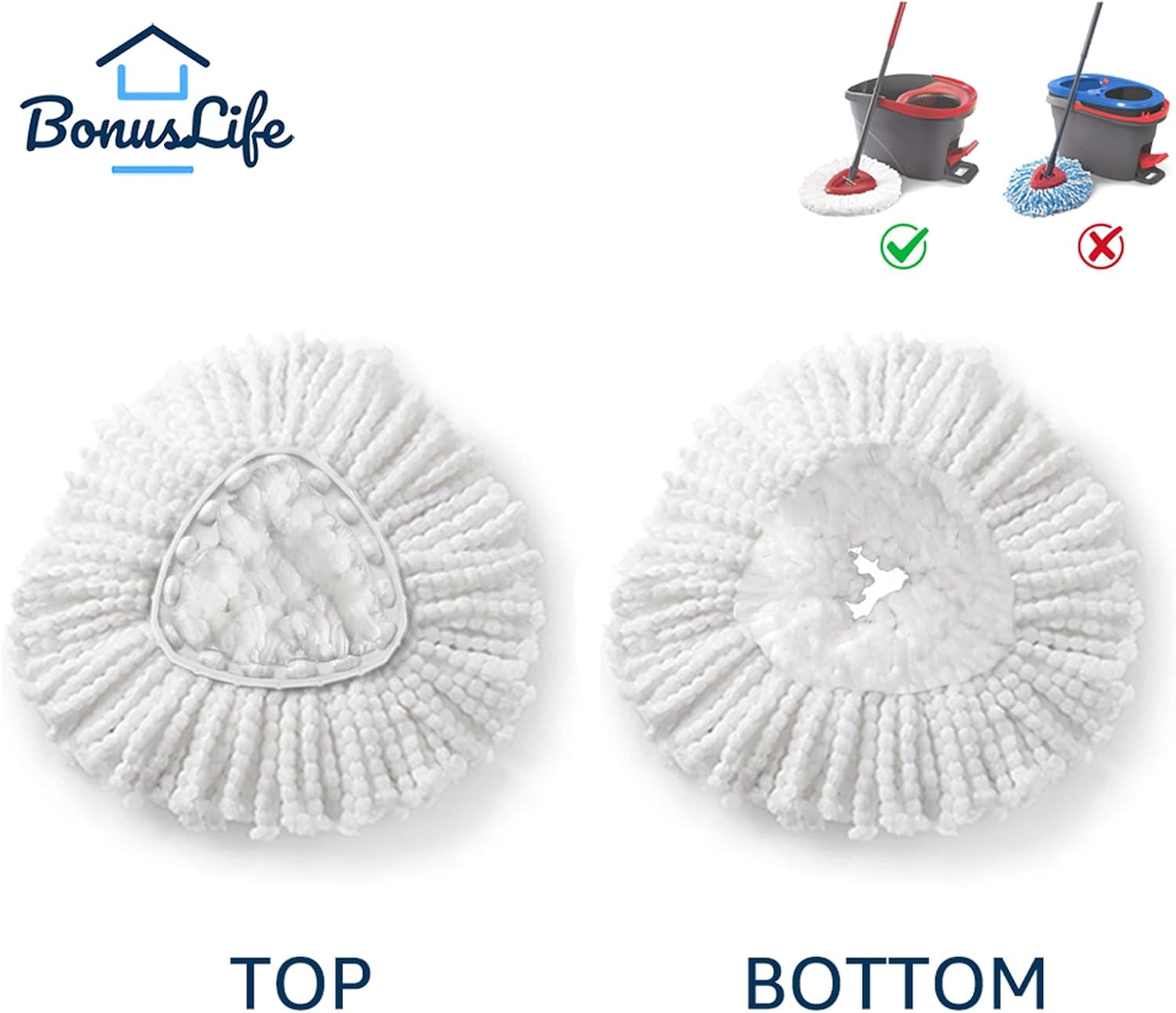 BonusLife 8-Pack Mop Head for O-Ceda EasyWrin Spin Mop Refill 1-Tank System Only Easy Cleaning Microfiber Replacement