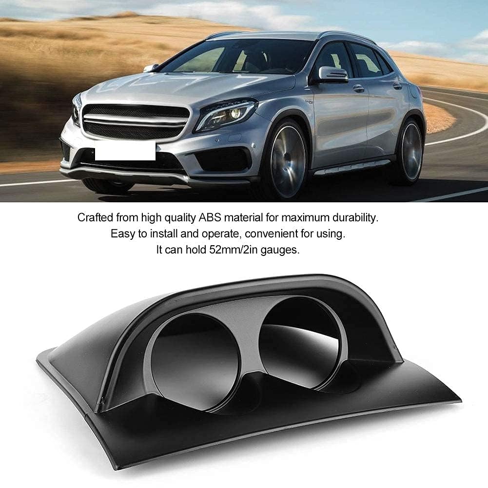 Supporto universale per cruscotto a doppio foro 52 mm/2 pollici, staffa per supporto del supporto del misuratore per auto del cruscotto in ABS(Nero)