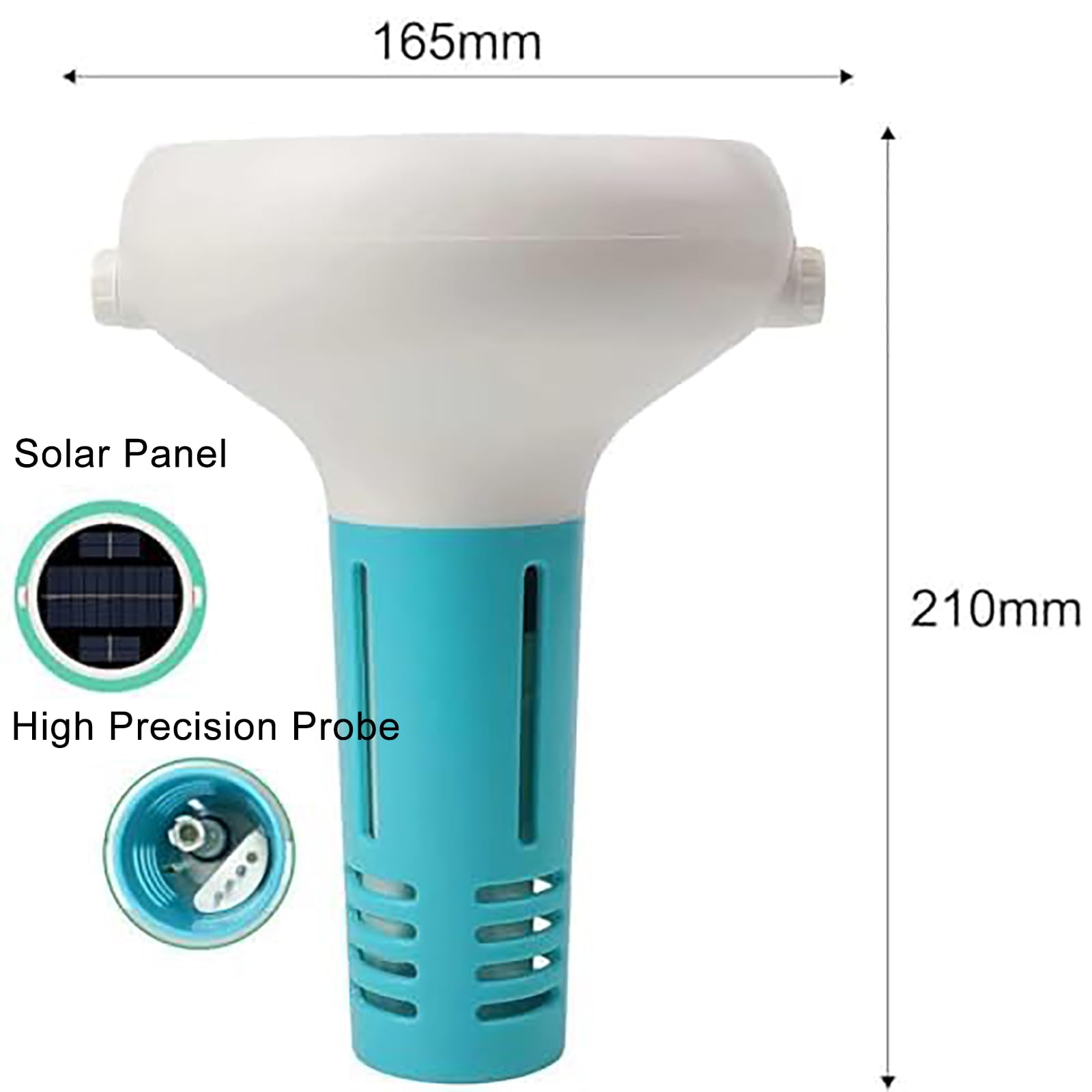 Smart Pool Water Tester 7 en 1, monitoreo inalámbrico Bluetooth en tiempo real, pH, EC, TDS, cloro, sal, análisis de temperatura, funciona con energía solar, diseño flotante
