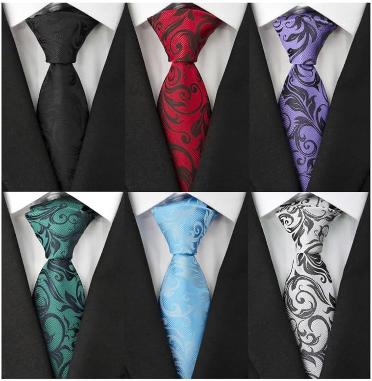 Adulove Men's Necktie Classic Silk Tie Woven Jacquard Neck Ties 6 PCS