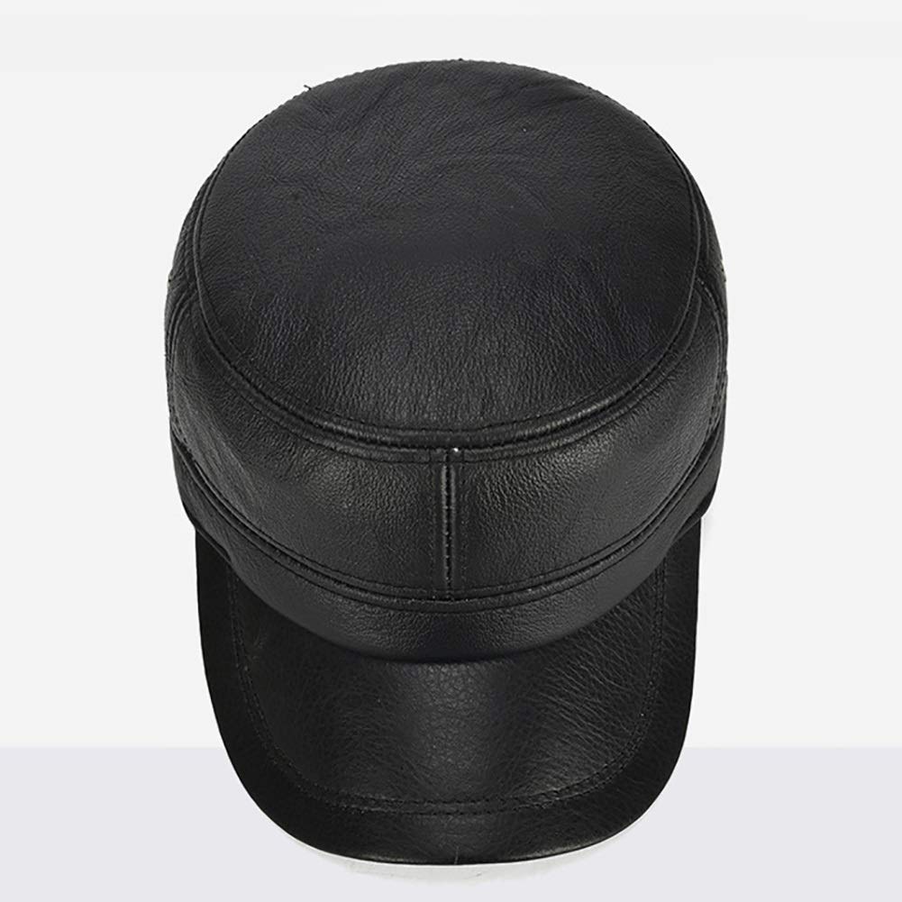 Cappelli Invernali, Cappello da Baseball in Pelle con paraorecchie, Caldo Berretto Sportivo all'aperto per Anziani, Inverno(Black-A)