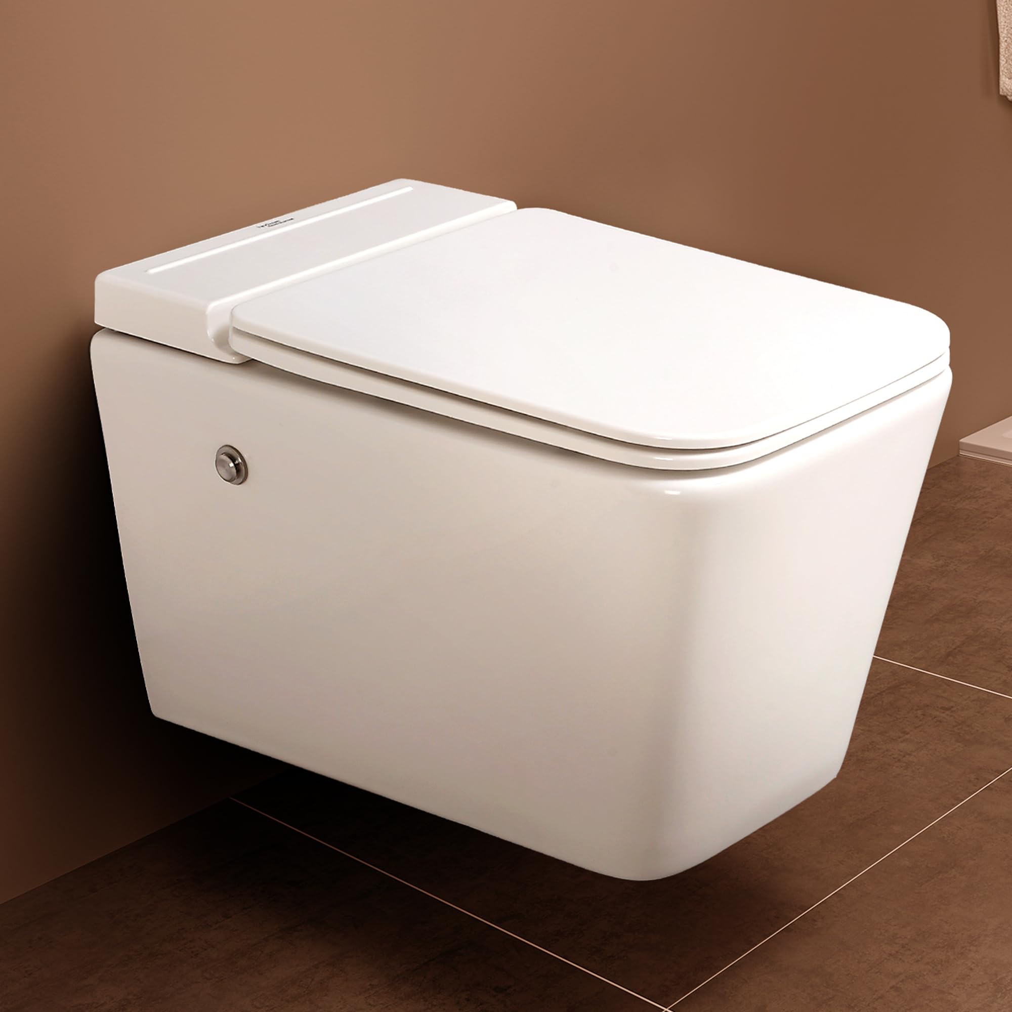 Hindware Italian Collection Tankless S2 Wall Hung Western Commode for Bathroom | Made of Ceramic | P-215 Trap | Duroplast Seat Cover | Star White | Geometric Shape | Wall Mount Ewc | 10-Year Warranty-image-27