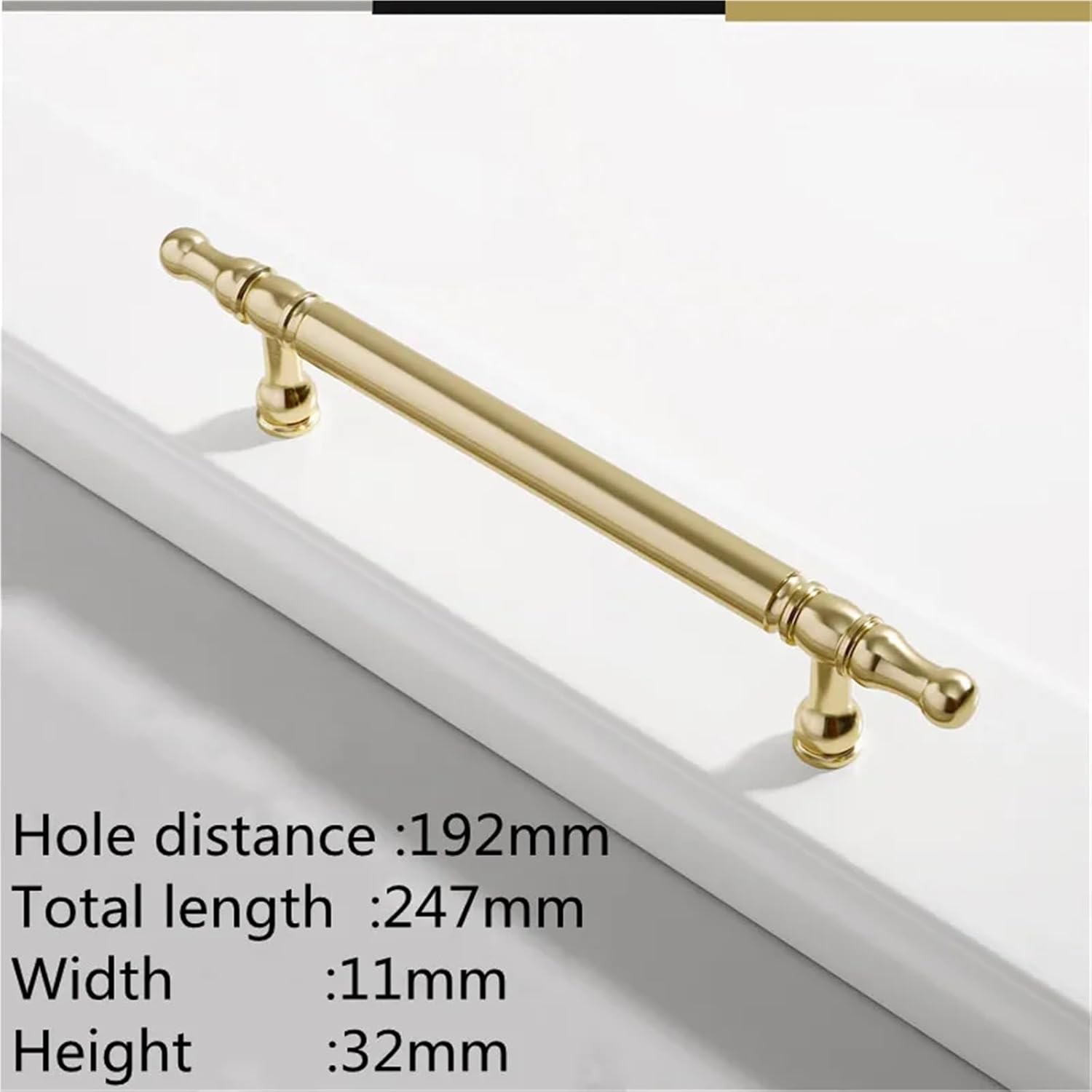 Aluminum Alloy Black Gold Nickel Kitchen Cabinet Handles and Knobs Drawer Handles Wardrobe Door Pulls Furniture Hardware 1Pcs(Copper Brushed 192mm)