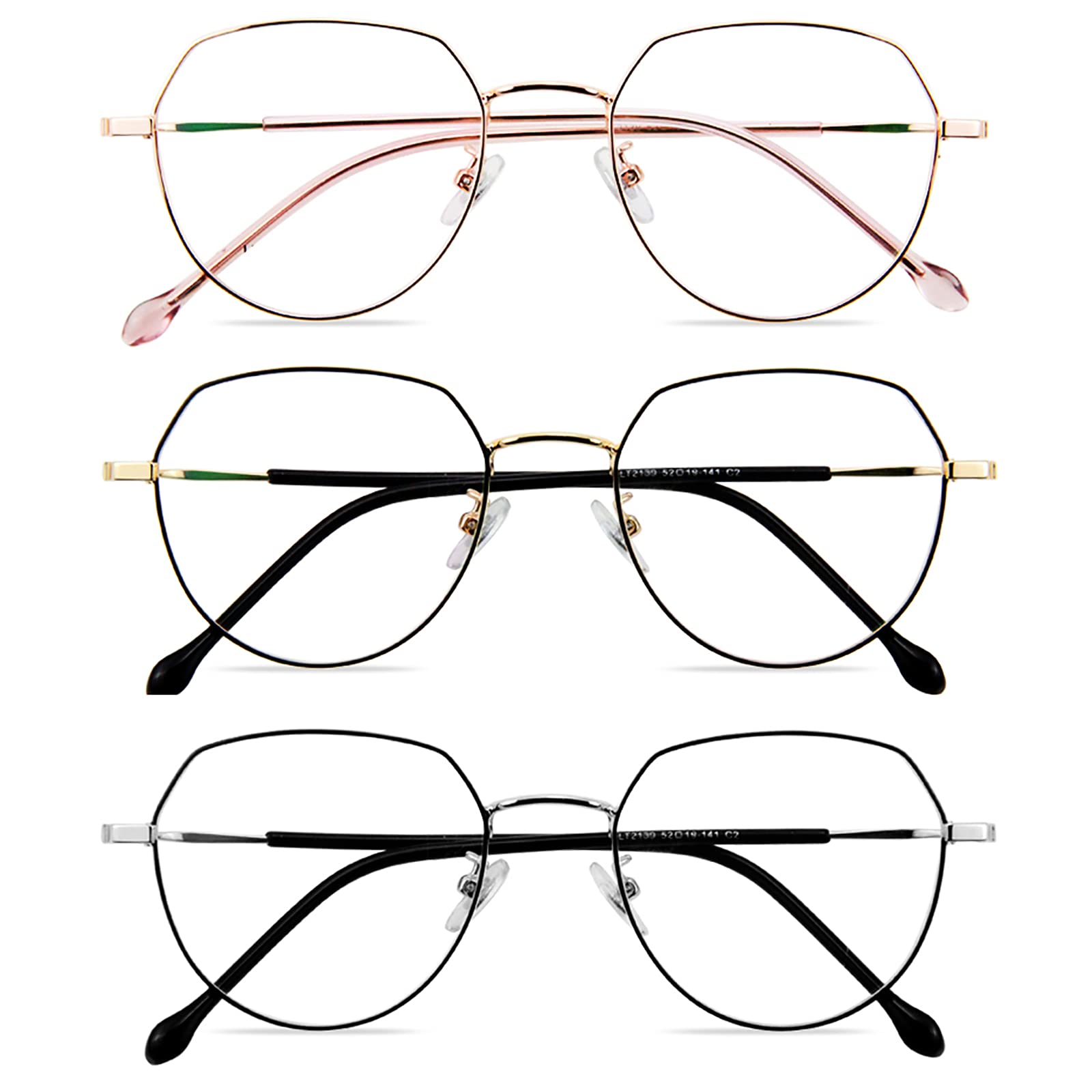 JJ Home Gafas Luz Azul, Pack 3 Gafas De Lectura, Gafas de Lectura Lentes Transparente, Gafas con Filtro de Luz Azul Bloqueo para Hombre y Mujer