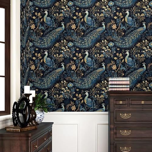 Image of VKR Self Adhesive 3D Wood Panel Wallpaper Roll 45 x 300cm - Waterproof, Peel and Stick Vinyl Wall Sticker for Living Room, Bedroom, Cabinet & Wall Decor (Peacock-Pack of 1)