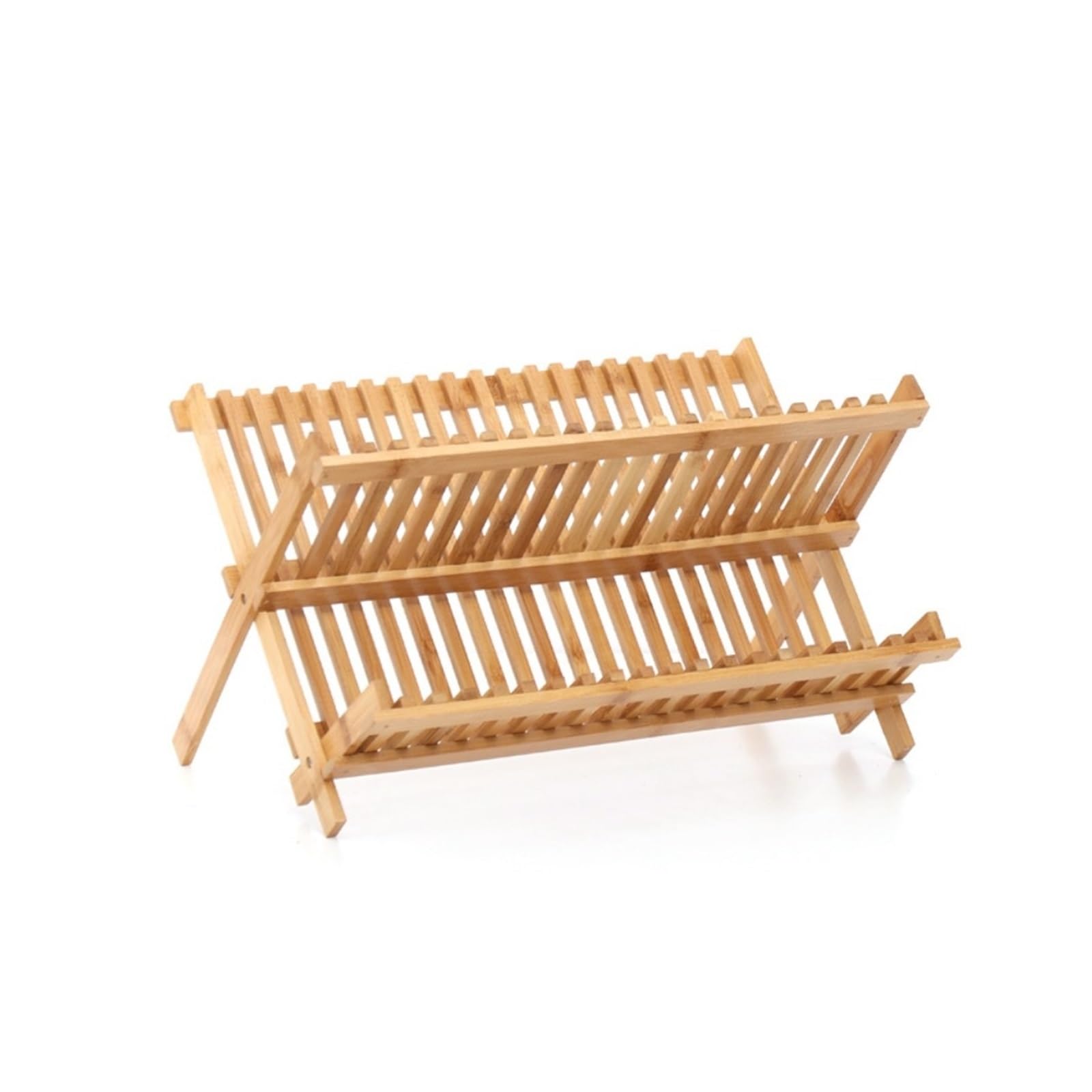 Scolapiatti Pieghevole A 2 Livelli Resistente, Scolapiatti Retrò In Bambù, Scolapiatti Pieghevole Naturale, Portaoggetti Da Cucina(20 Grids)