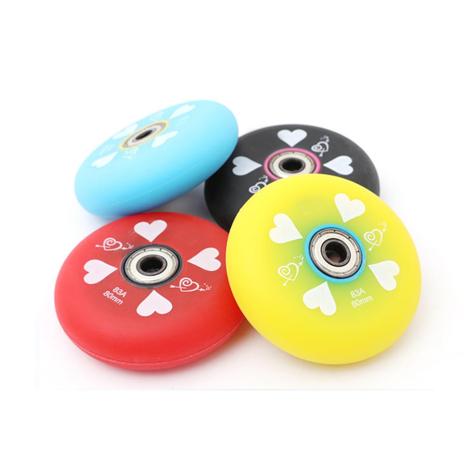 Genérico Ruedas de Repuesto para Patines en Línea Exterior Interior Ruedas de Repuesto 83A con Rodamientos, Paquete de 8, 64 mm, 68 mm, 70 mm, 72 mm, 76 mm Y 80 mm, Ruedas de Goma PU