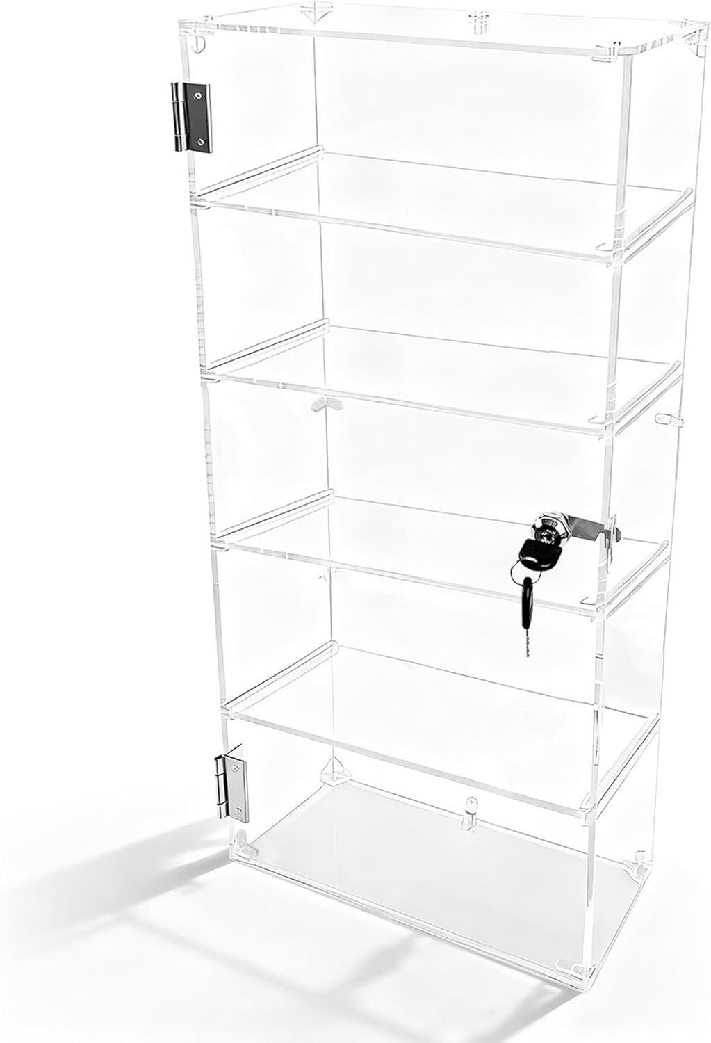 5 Shelf Acrylic Display Case with Lock,Clear Acrylic Box,Retail Display Case for Collectibles,Used to Store Collectibles, Jewelry, valuables, etc.-Safe and Orderly.