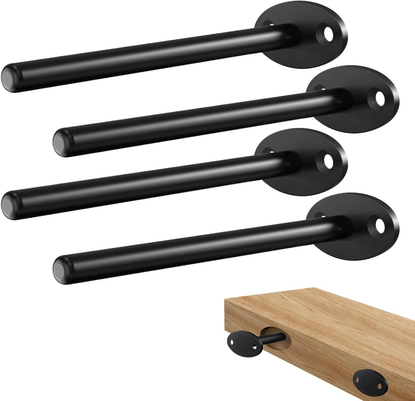 Hidden Floating Shelf Brackets 6 inch - 12PC Wall Mounted Heavy Duty Shelf Bracket Invisable Hardware for DIY Floating Wood Shelves, Rustproof Steel Supports for 180lbs Load.