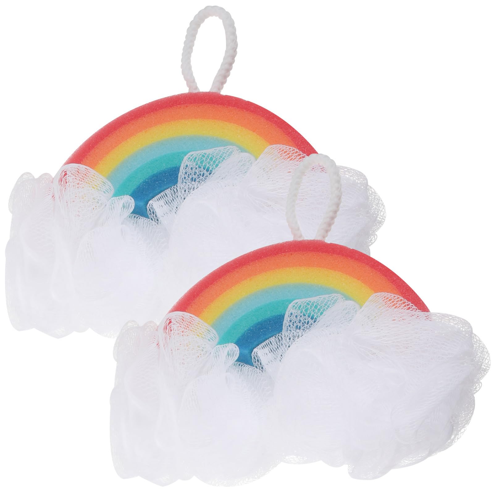 Mikikit Spugna da Bagno Esfoliante per Corpo per 2 Design Arcobaleno Scrub per Doccia e Bagno