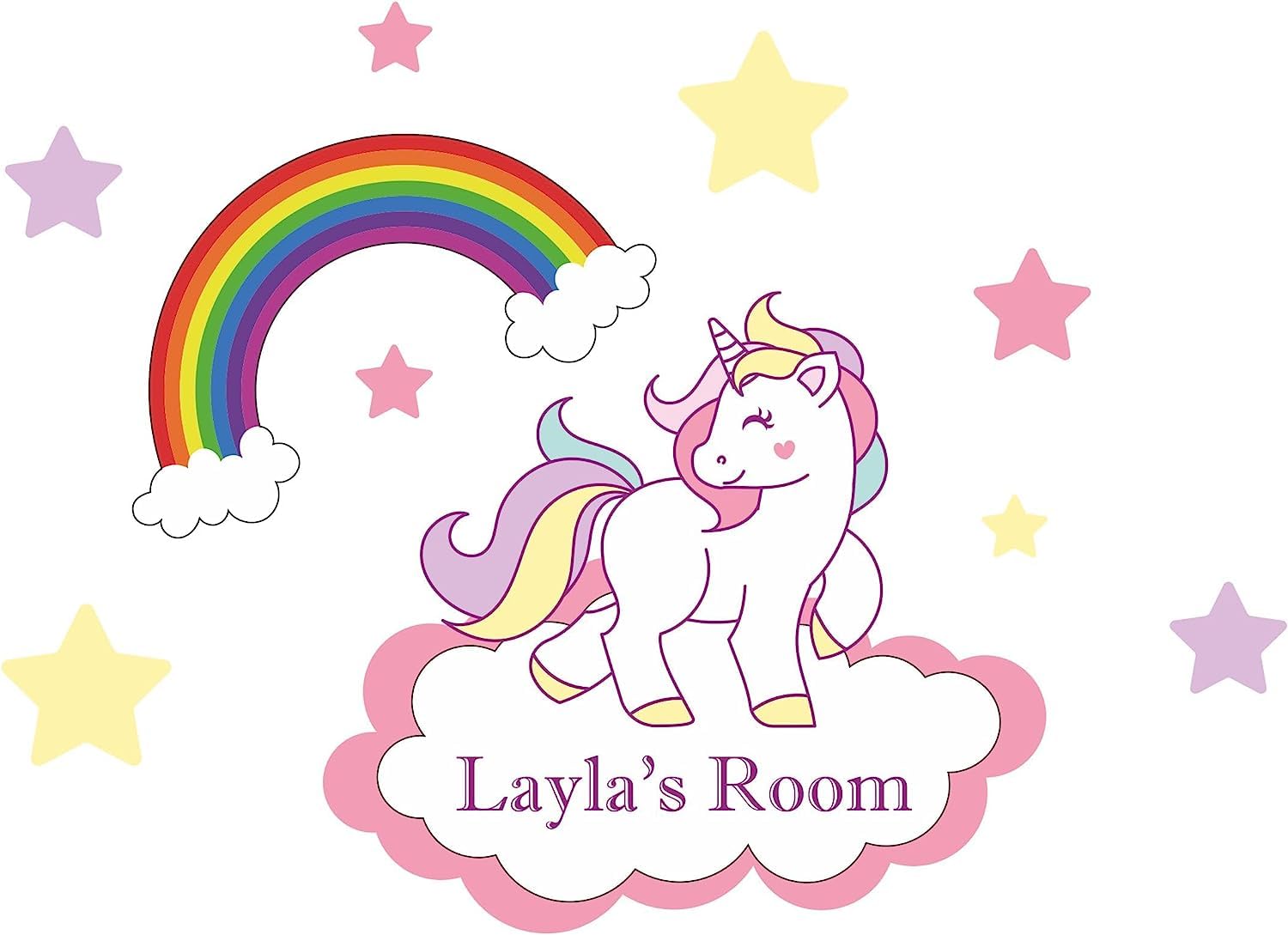 Precision Designs Girls Multi Unicorn, Rainbow & Stars Kids Bedroom Door Sign/Toybox Sign - Unique Gift - Personalised For You - Any Name! Door Plaque,/Boys,Nursery,Decor,Kids Room,Animals