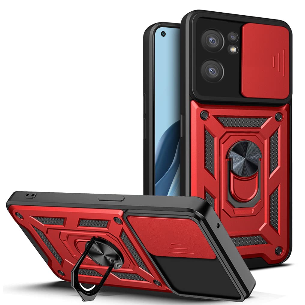 HONLEN Custodia per OPPO Find X5 Lite/OPPO Reno7 5G (6.43 Inches) Cover per Telefono Aziendale con Retro in Pelle, Rosso