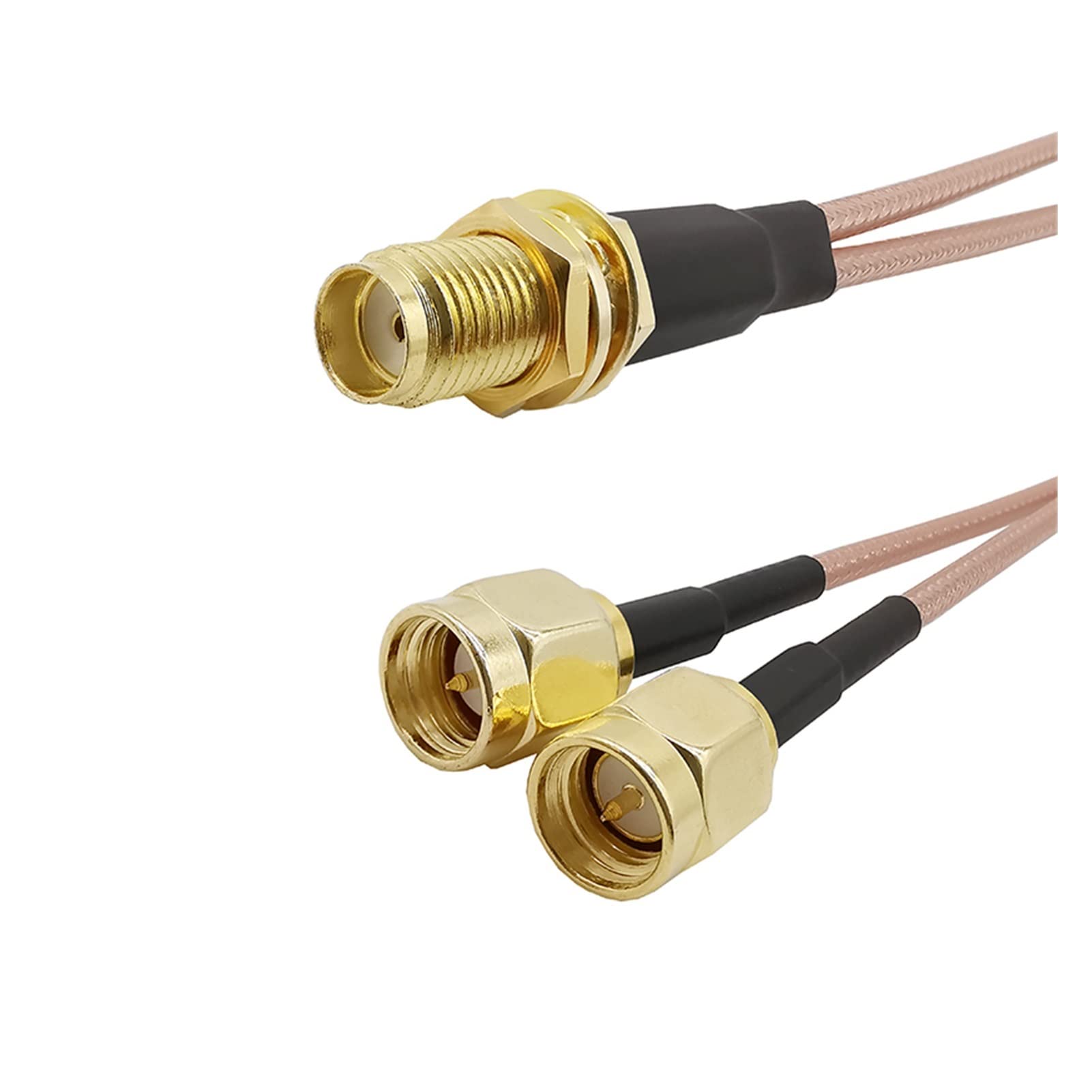 Demasiado 2 szt. podwójna 2 x wtyczka męska SMA do żeńskiego złącza grodziowego SMA typ Y RG316 kabel antena rozdzielacz łącznik (kolor: 10 cm)