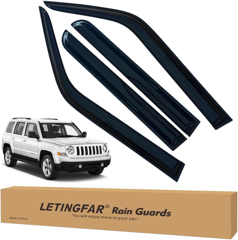 Window Visors Rain Guards for Jeep Patriot 2007 2008 2009 2010 2011 2012 2013 2014 2015 2016 2017 2018 Accessories, Wind Deflectors Vent Shades for Jeep Patriot E33-for-Jeep-Patriot-07/18