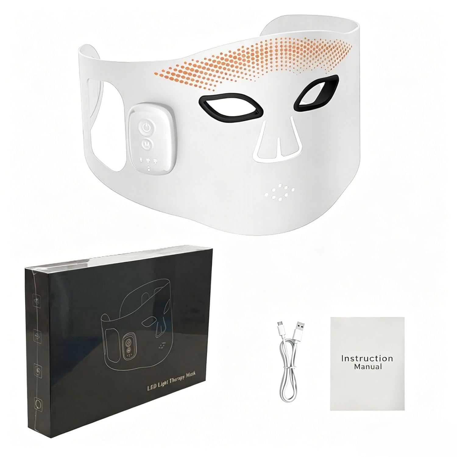 Maschera a luce rossa per viso, lunghezza d'onda per uso domestico, lavoro, viaggio, yoga, sonno, timer 10/20/30 minuti