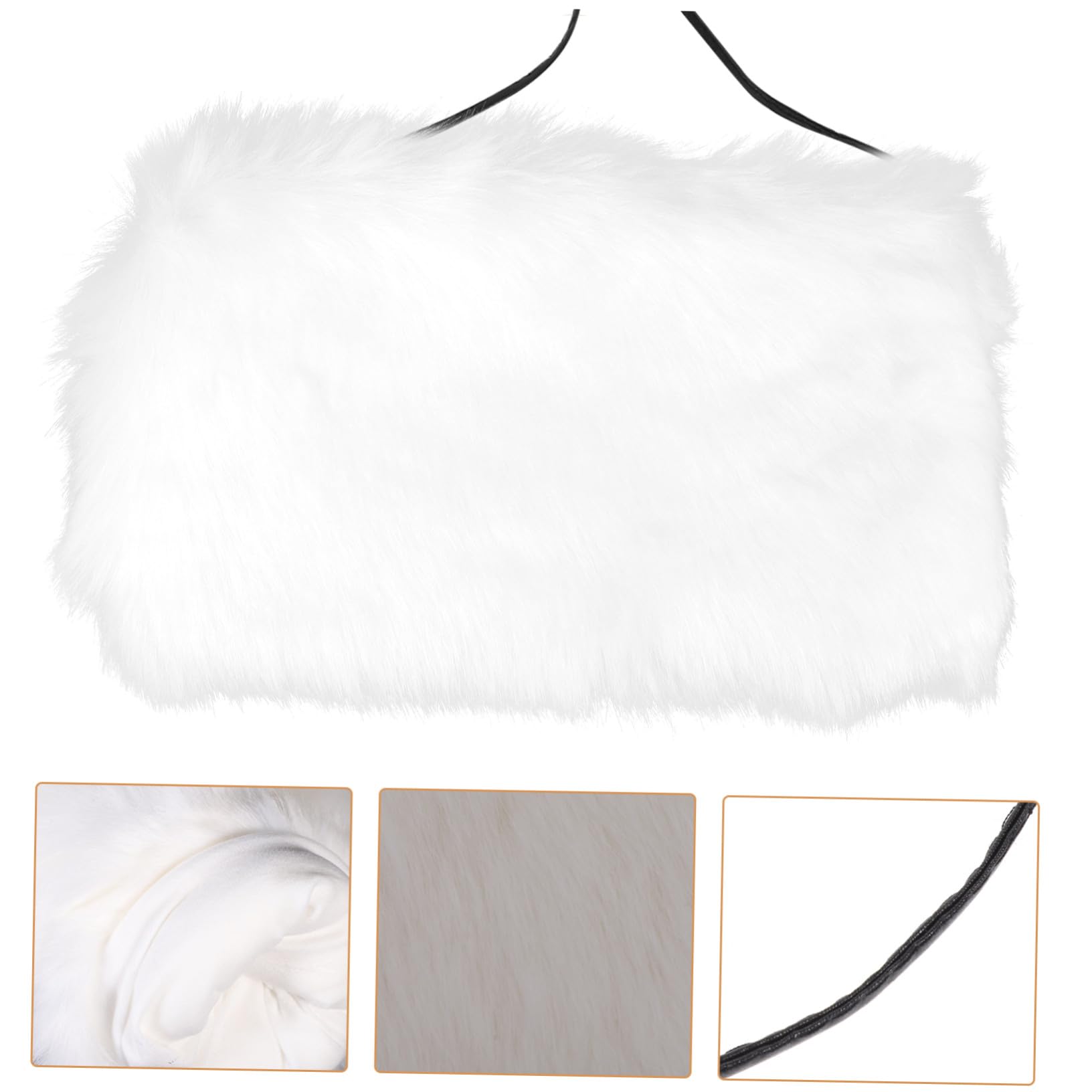 Manguito Cálido de Invierno de Pelo Sintético Color Claro, Calentador de Manos sin Batería, Mullido y, Accesorio para Mujer, Adecuado para Bodas y Climas Fríos al Aire Libre