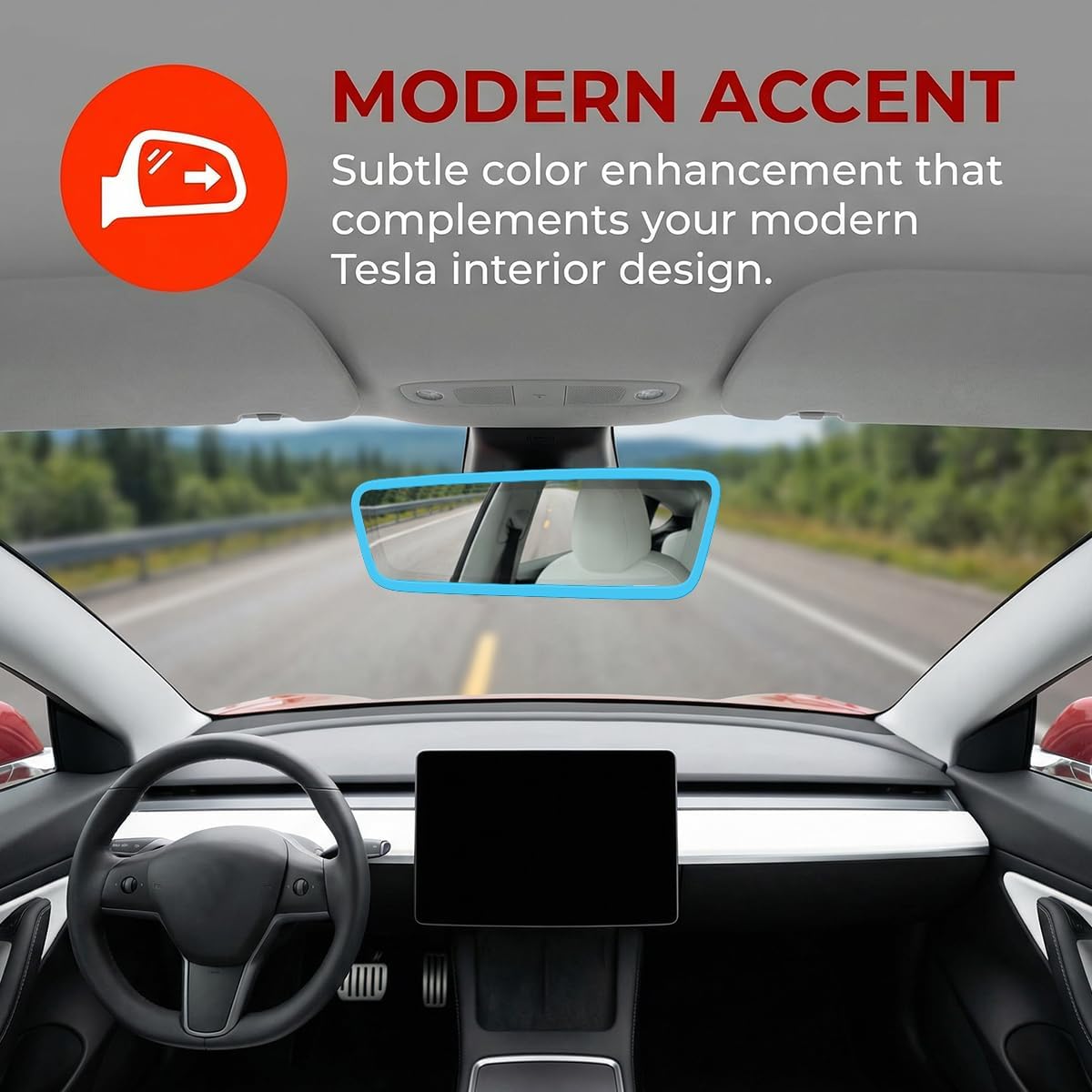Car Rear View Mirror Protector Frame, Silicone Vehicle Rearview Mirror Edge Protection Cover, Automotive Interior Rear View Trim Frame Decoration, Compatible with Model 3 and Y (Sky Blue)