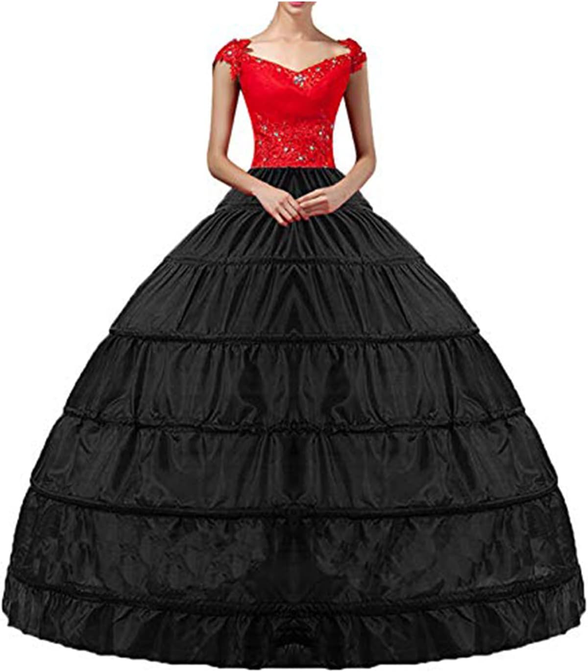 YULUOSHA Women Crinoline Hoop Petticoats Skirt Slips Floor Length Underskirt for Ball Gown Wedding Dress