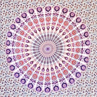 MOMOMUS Dywan ścienny mandala  uniwersalny, kolorowy, 100% bawełna  idealny jako dywan ścienny Aesthetic, chusta na ścianę w stylu boho, indyjska ozdoba na ścianę z materiału lub gobelin ścienny