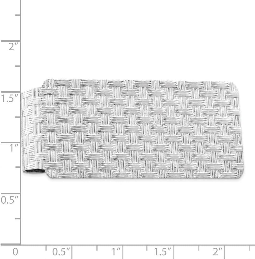JewelryWeb 925 Sterling Silver Solid Textured Polished Money Clip 51x25mm Wide Money Clip for Men