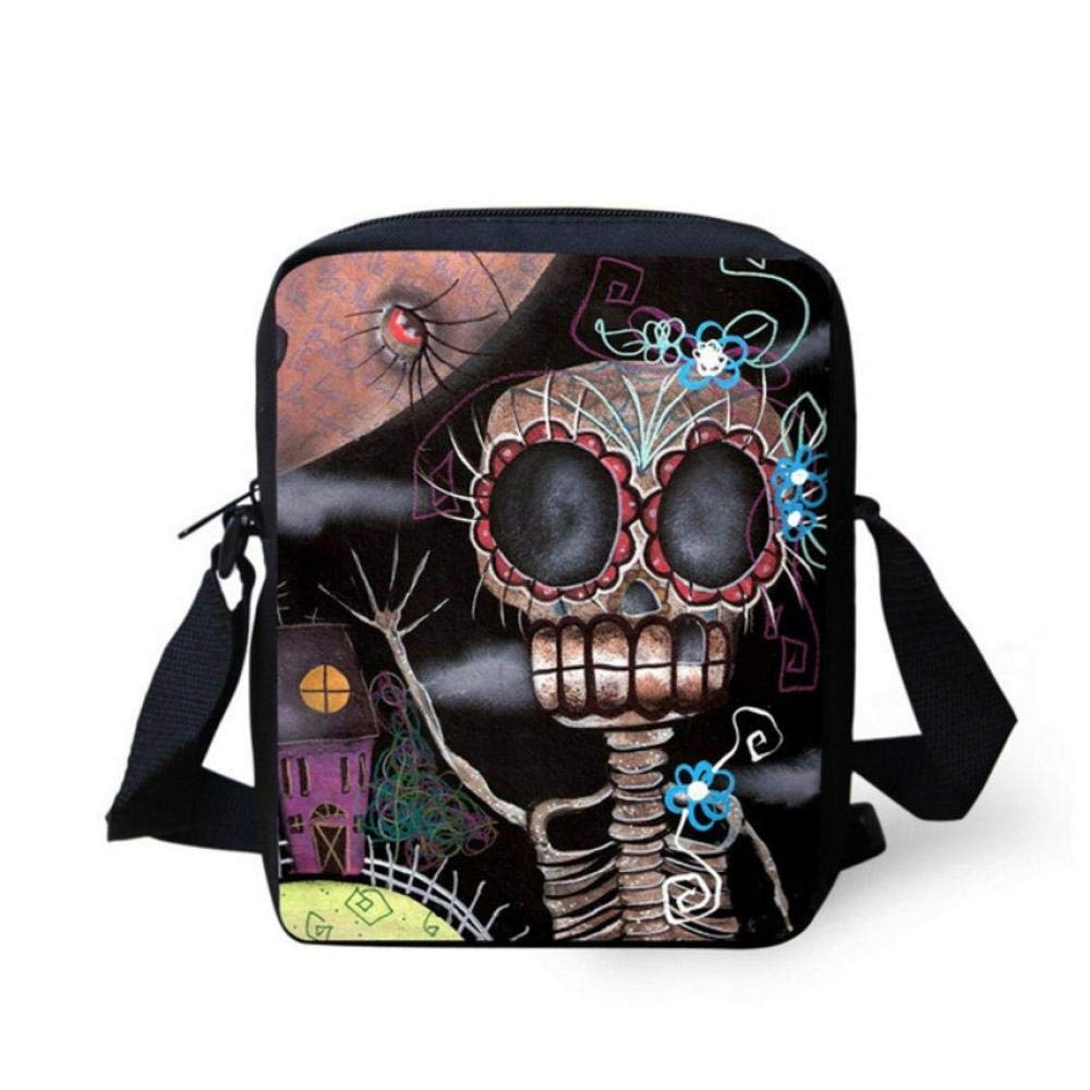 zhangfuhe 3D Vintage Skull Print Men Small Cross Body Bags Brand Design Messenger Bag High Qualilty Handbags