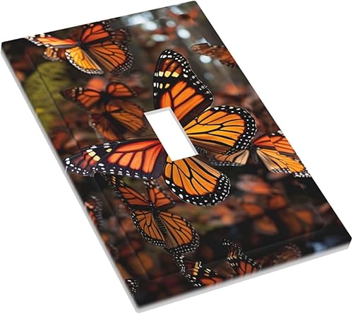Miniatura 3 de Monarch - Cubiertas de toma de corriente con estampado de mariposas de 1 banda, placa decorativa de pared, tamaño estándar, placa frontal eléctrica