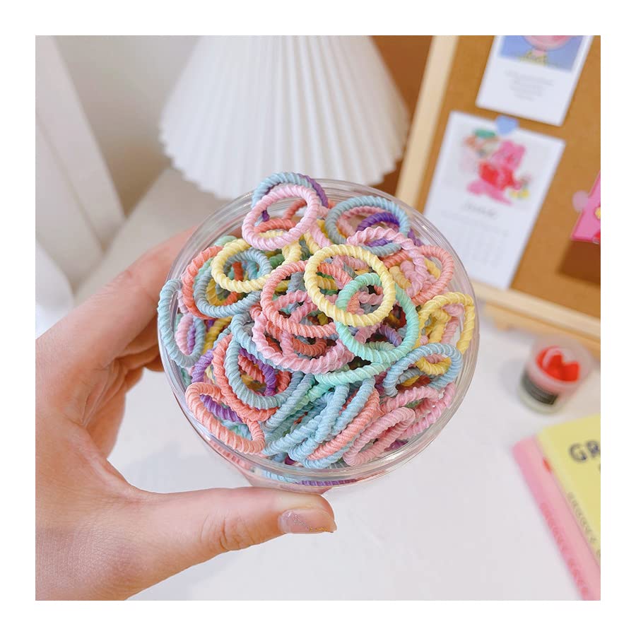 SAAVI Seamless Mini Cotton Hair Rubber Bands for Kids & Girls | Elastic Durable Ponytail Holders Hair Ties | Hair Accessories for Kids, Girls (Multicolor)