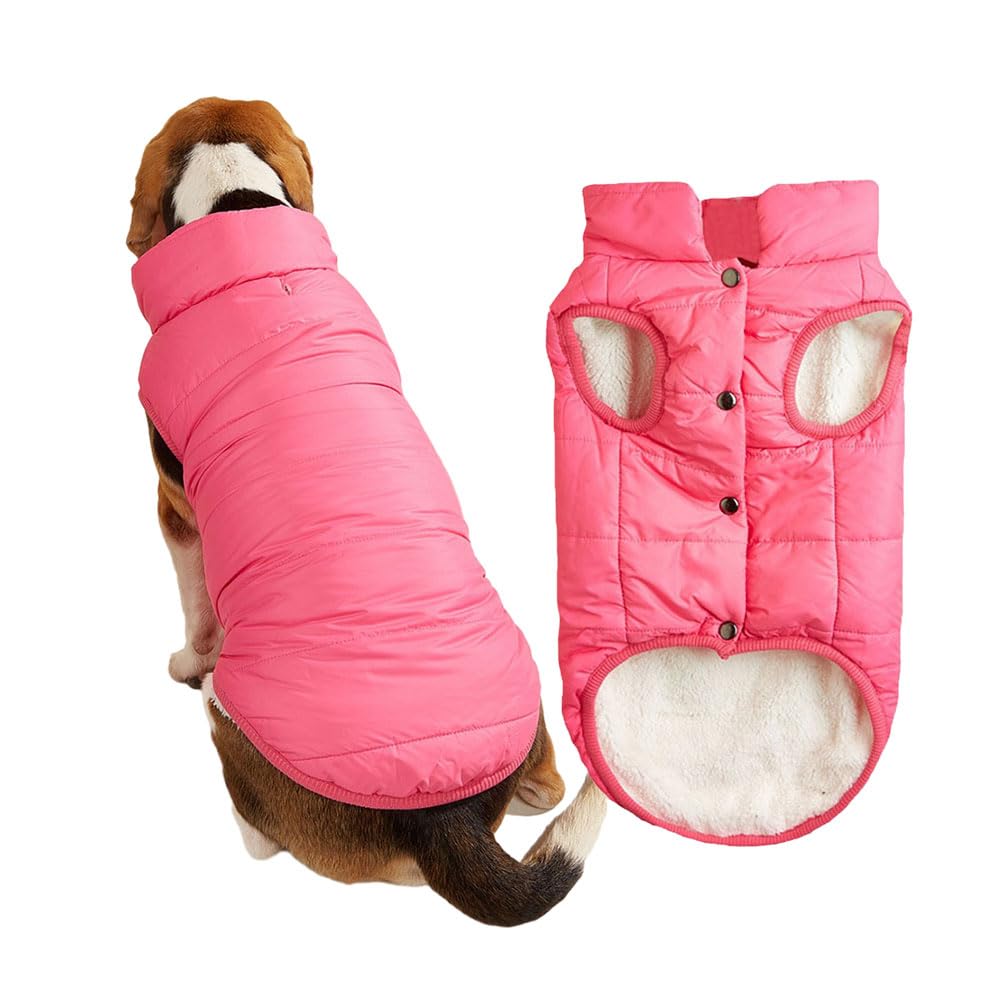 FANSU Dog Coats Waterproof, Winter Warm Dog Jacket Vest Pet Clothes for Cold Weather, Soft Cozy Dogs Jackets for Small Medium Large Dogs (XS,Rose Pink)